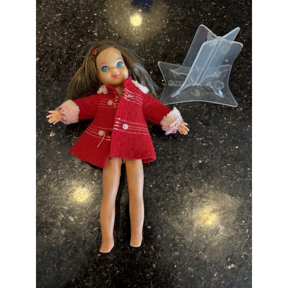 Vintage Barbie Tutti Me & My Dog Doll Brunette Blue Eyes Missing Hat Dog TLC